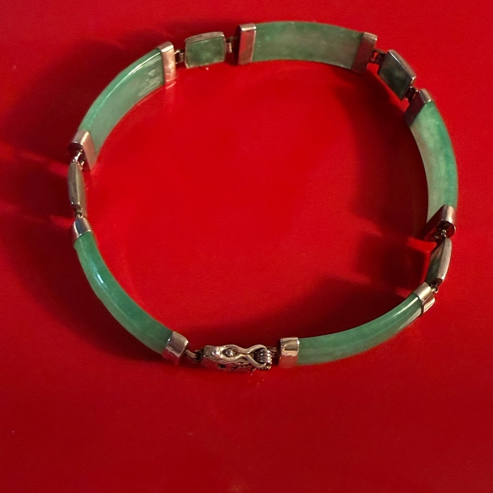 Genuine Jade and Silver Bracelet